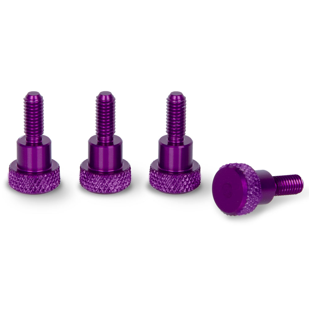 PURPLE M4 x 10mm L-20mm Knurled Shoulder Thumb Screws - Set of 4